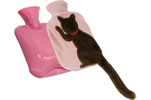 Hot Water Bottle, PVC 850ML Hot Water Bottle with Fluffy Cover Hand Warmers Bags Portable Removeable Washable Ease Aches Hot 