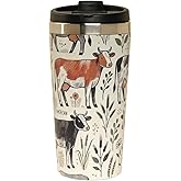 AetherSip Cow Coffee Cup – 15oz Small Stainless Steel Travel Tumbler with Lid, Compact Size, Coffee Machine Friendly, Ideal for Farmhouse Decor
