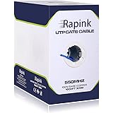 Rapink Cat6 Ethernet Cable 1000ft, Cat6 ethernet Cable 23AWG Solid Bare Copper 10G Support, UTP cat6 Cable 550MHZ, cat 6 Cabl