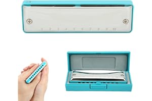 Keenso Harmonica, C Key 10 Hole Blues Instrument, Stainless Steel Cover, Ideal for Beginners and Students (Blue)