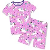 babee Reshinee Bamboo Viscose Toddler Unicorn Mermaid Girls Kids Pajamas Short Sleeve Summer Cool Snug fit Pjs 12M-8Y 2pcs