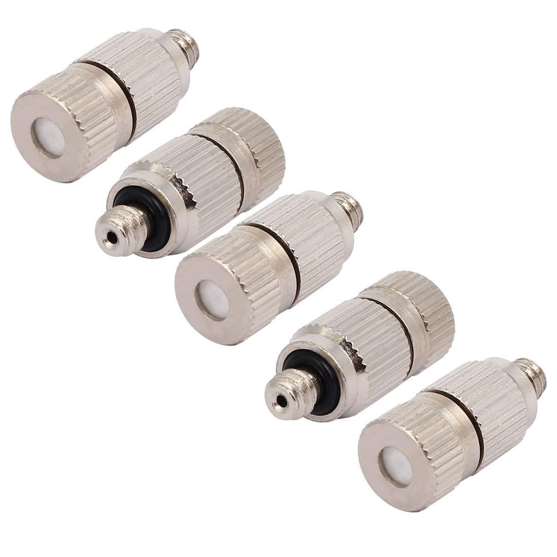 Sourcingmap 0.1mm Orifice Dia 4.5mm Male Thread 22mm Length Mist Nozzle Silver Tone 5pcs