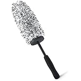 Amazon Basics Microfiber Wheel Cleaner Brush, for Rim Cleaning and Car Detailing, 16.54" Length, Gray