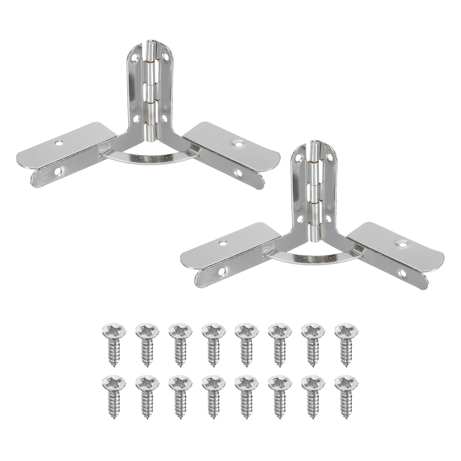 PATIKIL 90 Degree Folding Support Hinge 1.6" x 2.1", 2 Pack Furniture Box Hinges with Screws for Jewelry Wine Cabinet Wooden Box Drawer, Silver