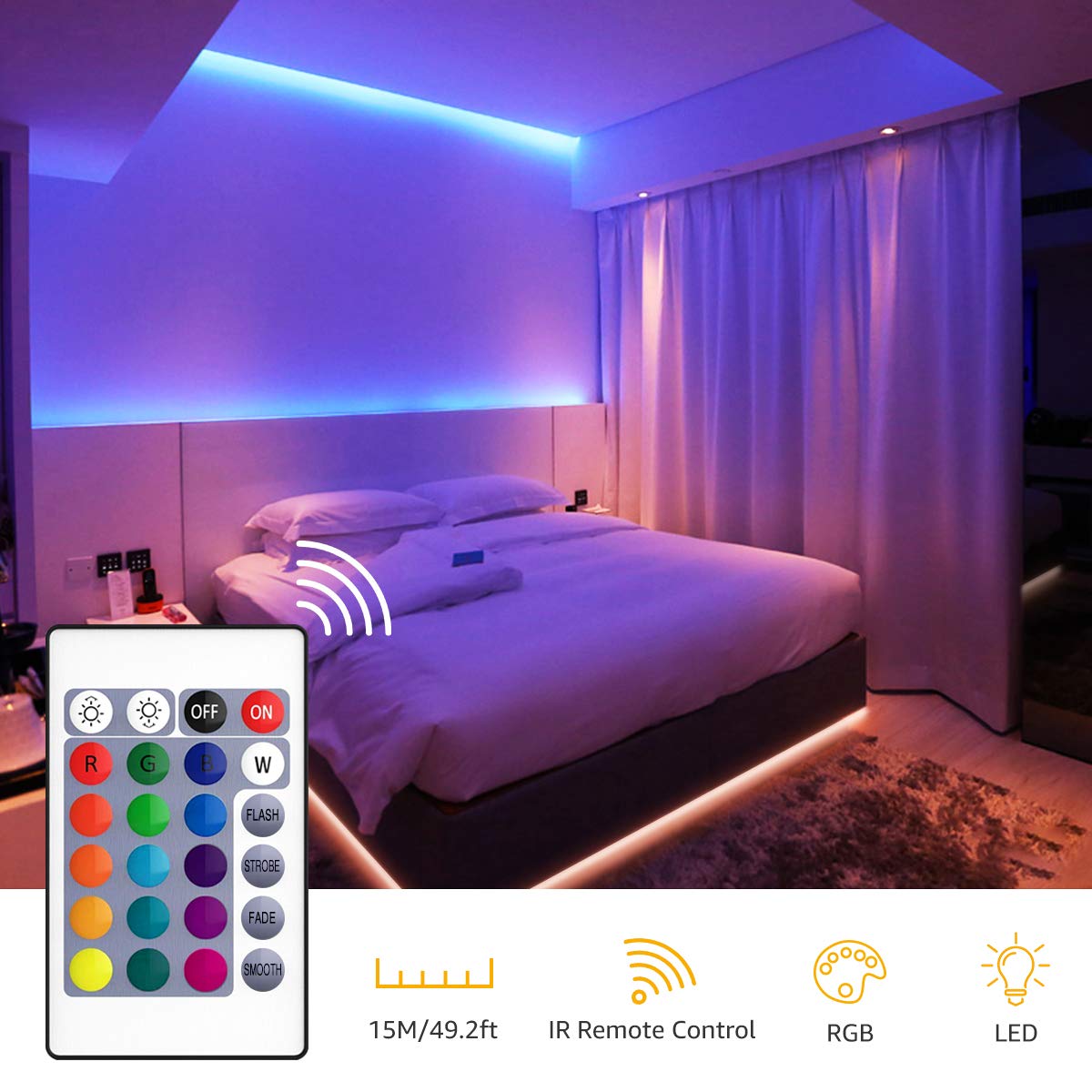 12 Bedroom Under Bed Led Accent Lighting Kit Multi Color Changing Strip Home Garden Lamps Lighting Ceiling Fans