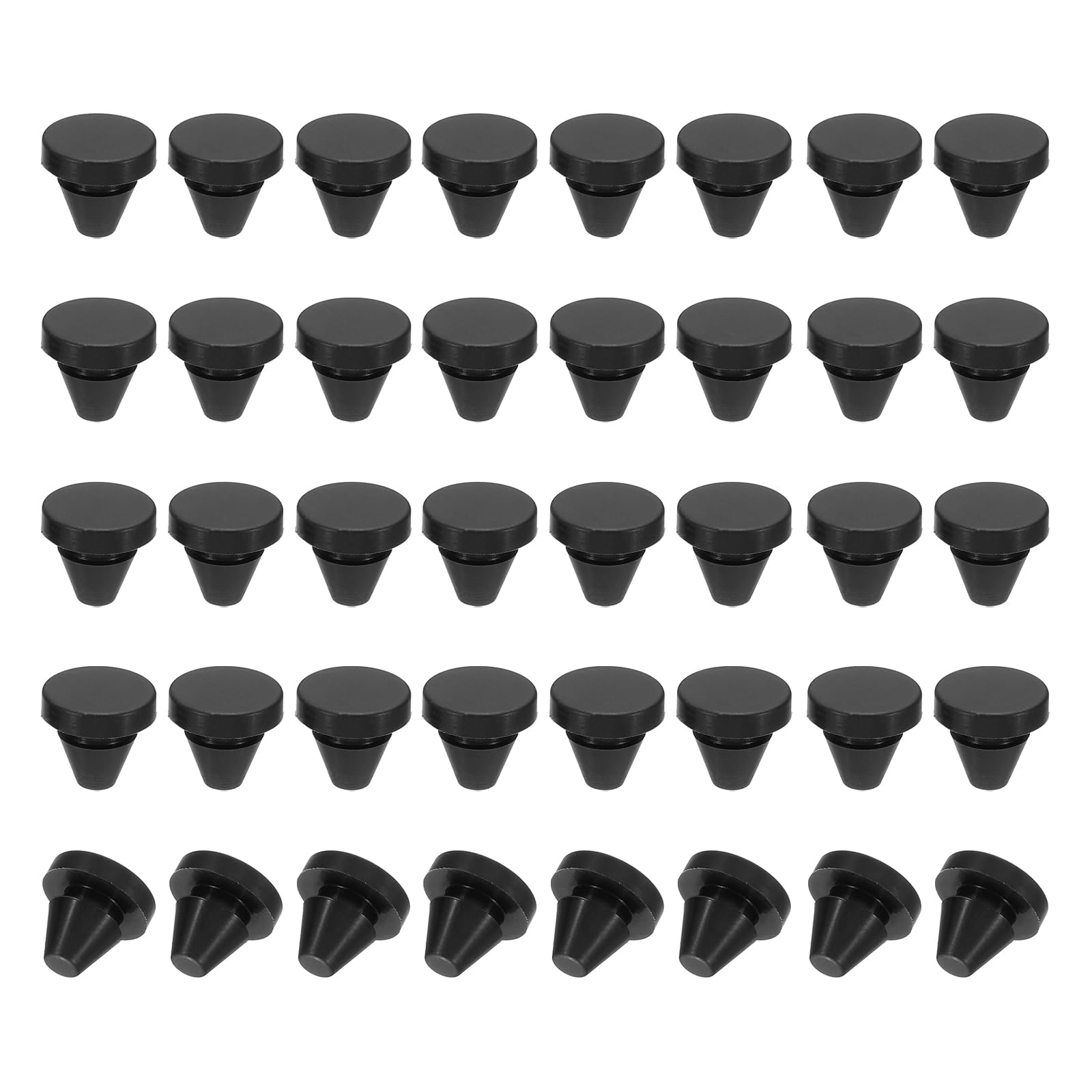 PATIKIL 6mm Diameter Silicone Hole Plug, 40 Pcs Round Snap in Type Locking Furniture Button Protective Cover Cap Head Fit for 6-7mm Hole for Seal Bulkhead Cylinder Hole, Black