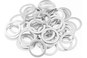 HELIFOUNER 50 Pieces M18x24x1.5mm Automotive Drain Plug Gaskets, Oil Crush Washers, Aluminum Flat Washers, Inner Diameter 18mm, Outer Diameter 24mm, Thickness 1.5mm