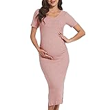 LAHILO V Neck Short Sleeve Side Ruch Knit Ribbed