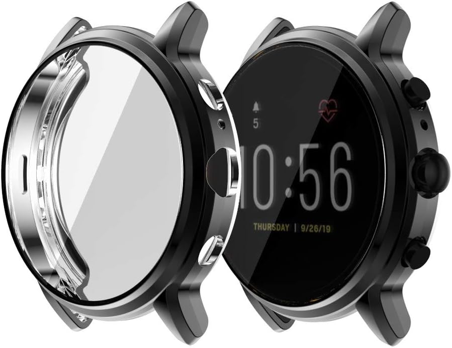 TenCloud Protective Case Compatible with Fossil Gen 5 Carlyle HR Cases Screen Protector Film TPU All-Around Cover for Fossil Gen 5 Carlyle HR Smart Watch (Black) - Image 4