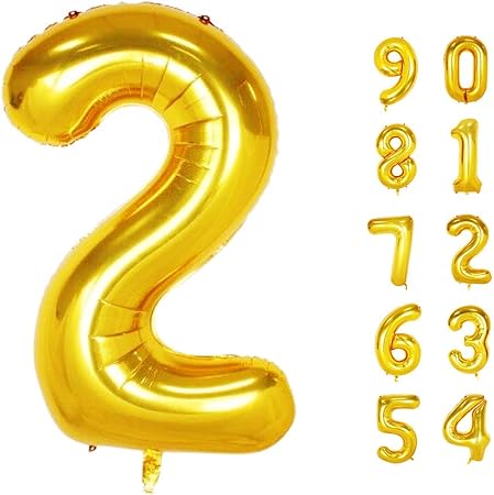 Amazon Partyhour 90cm 数字 2 バルーン 大きい ゴールド 誕生日 バルーン 数字 風船 結婚記念日 誕生日 飾り付け バースデー 飾り 風船 バルーン おもちゃ