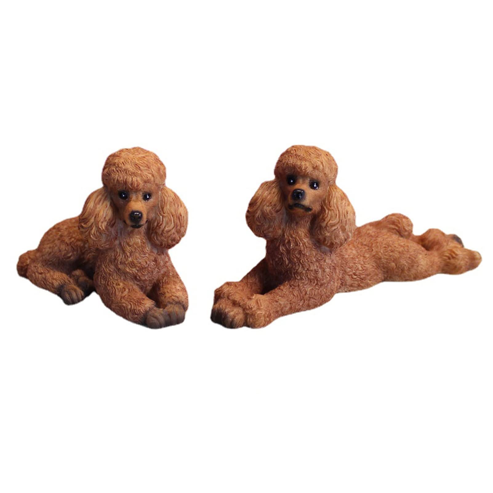 Photo 1 of Set of Miniature Poodle Garden Statue Dog Figurines Resin Sculpture Forest Animal Statue Outdoor Decor Yard Planter Flower Pot Ornaments(Braun)