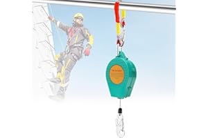 YJINGRUI 49ft/15m Self Retracting Lifeline, Heavy Duty 330lbs Retractable Safety Lanyard with Alloy Steel Hook & Aviation Wir