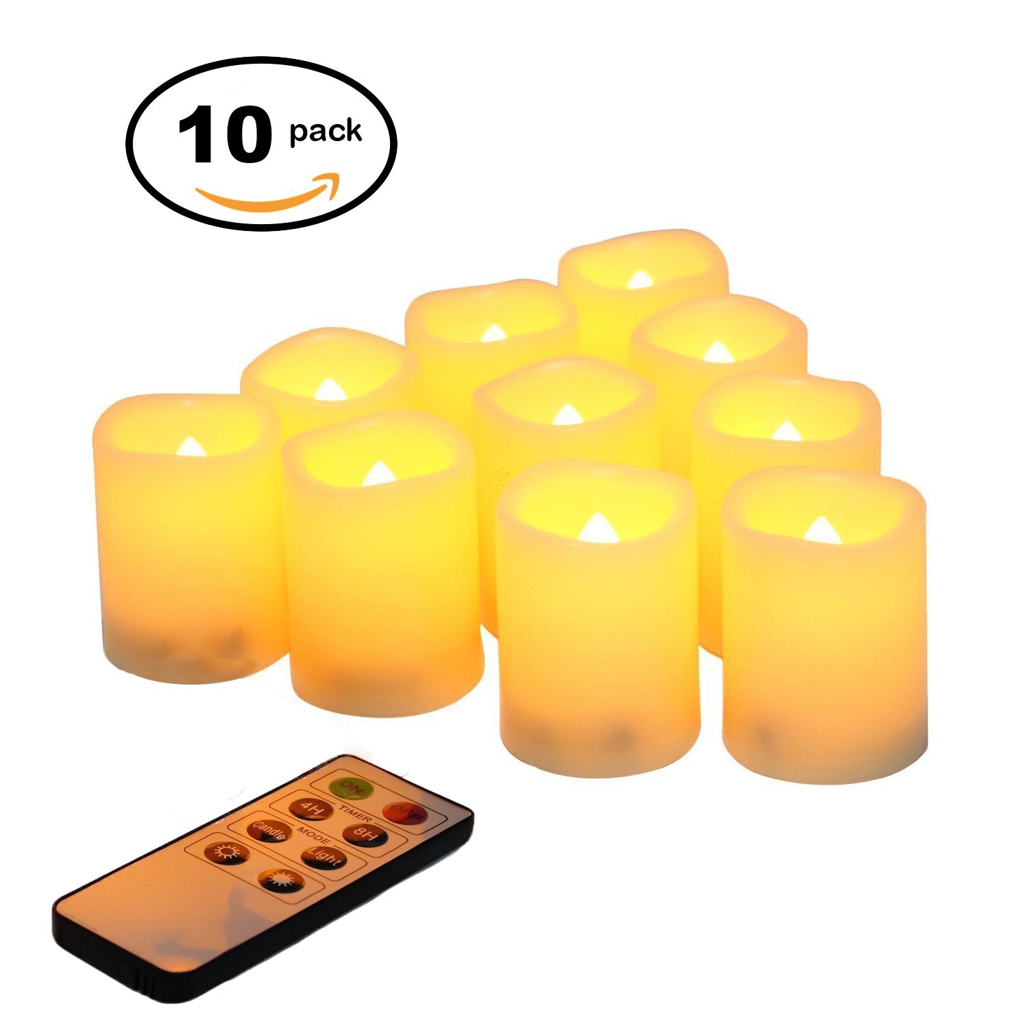 Flameless Votive Candles With Remote Control and Timer Bulk Set of 10