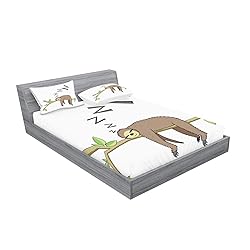 Ambesonne Sloth Fitted Sheet & Pillow Sham