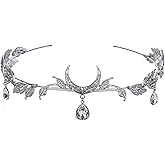 CoTeeZa Fairy Crown Leaf Headband - Moon Leaf Headpiece for Women Girls Renaissance Halloween Cosplay Wedding