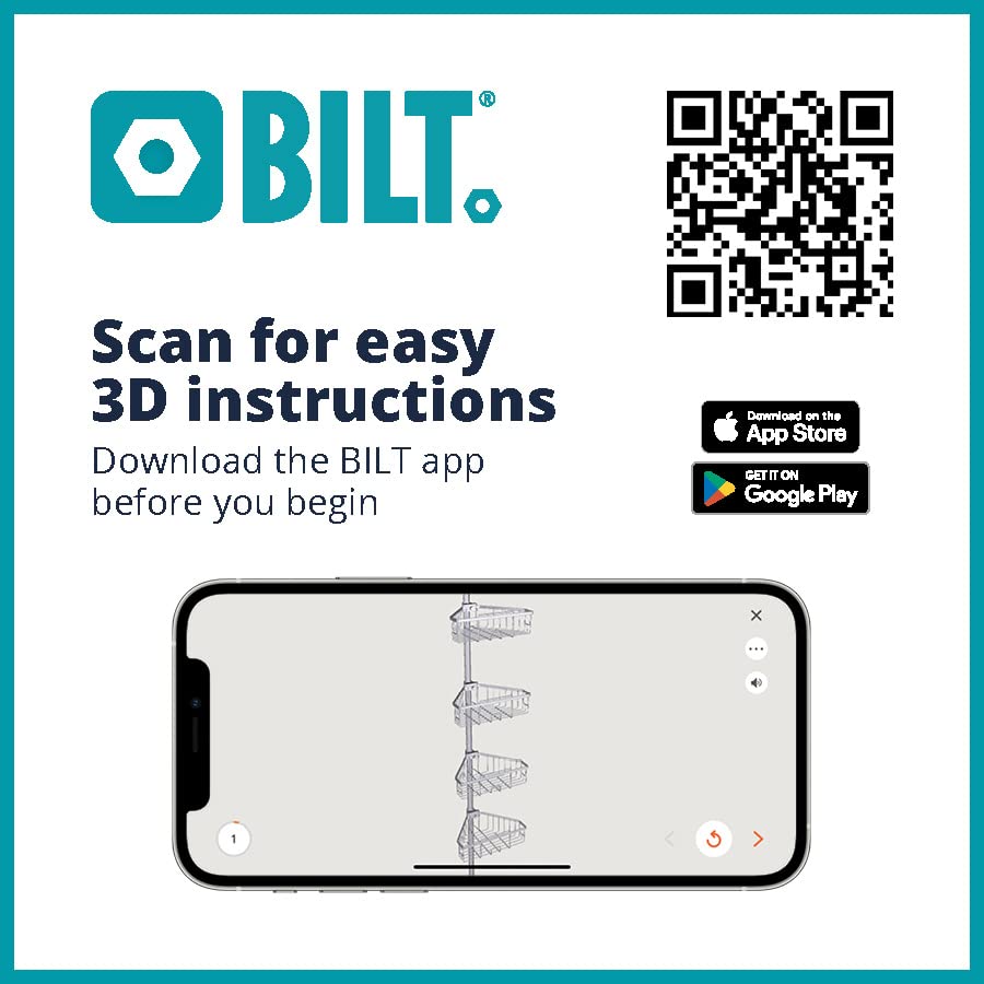 Zenna Home NeverRust Aluminum Tension Pole Shower Caddy, 4 Basket