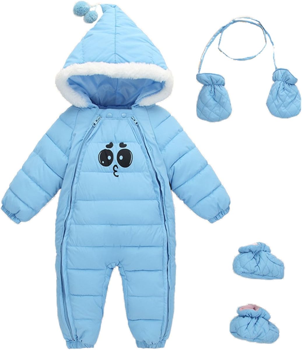 Jeleuon Baby Girls Boys One Piece Two Zipper Cartoon Down Jacket Jumpsuit Romper With Gloves And Shoes Baby Clothing Shoes Jewelry Powieki Pl