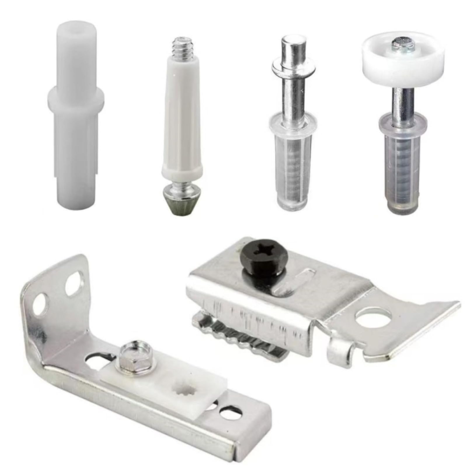 KOOLEVER 6 Pcs Bifold Door Track Kit, Bi-Fold Door Repair Kit, with 3/8" Pivots 7/8" to 1" Guide Wheel and Brackets, Metal Top Pivot Hardware Package for Accordion Barn Folding Doors