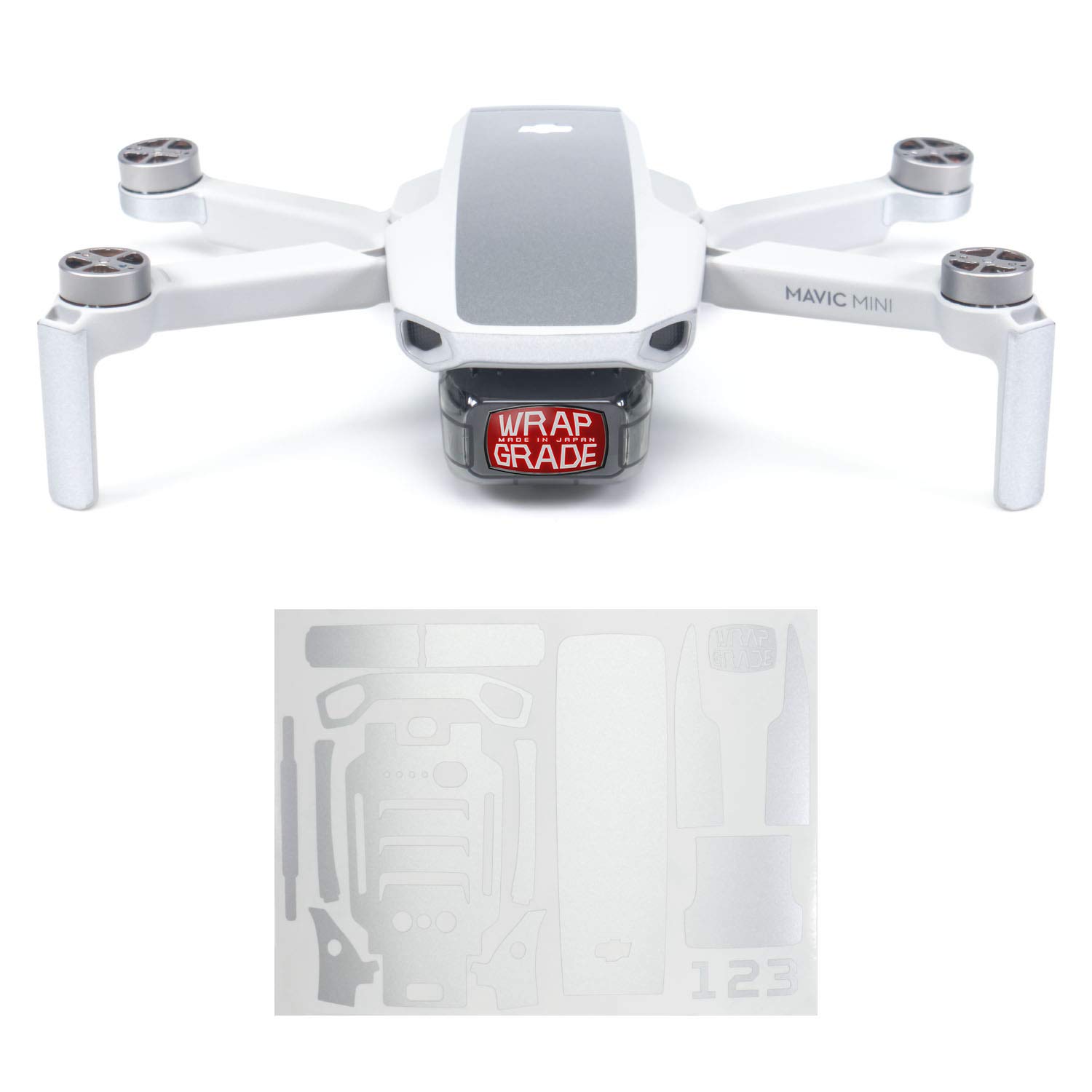 Wrapgrade Skin Sticker compatible with DJI Mavic Mini | Accent Color (AIRFORCE SILVER)