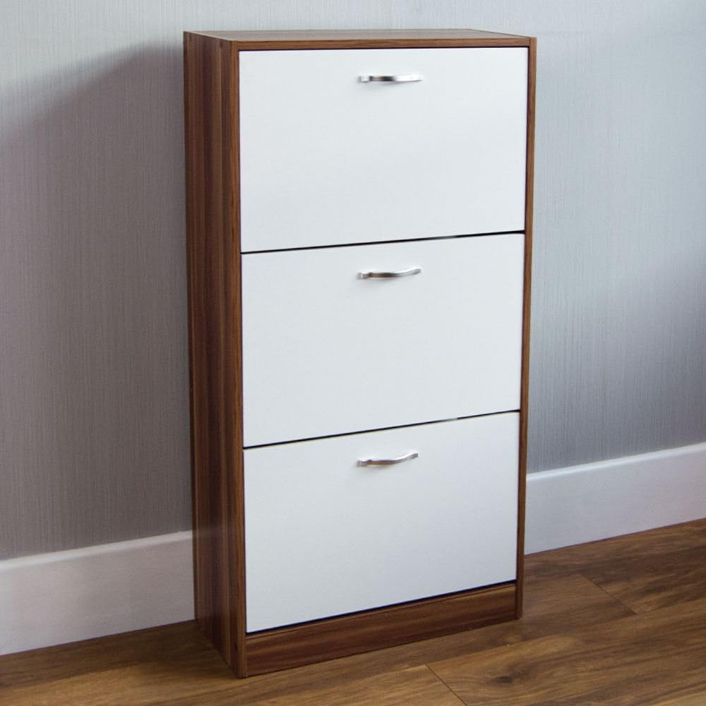 Vida Designs Shoe Cabinet, Wooden Shoe Storage Unit with 3 Pull-Down Drawers