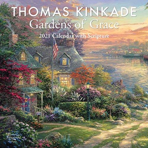 Thomas Kinkade Gardens of Grace with Scripture 2021 Square Wall Calendar