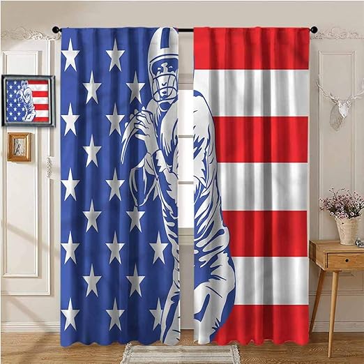 YUAZHOQI Blackout Curtains, Sports,Football Championship Theme, Set of