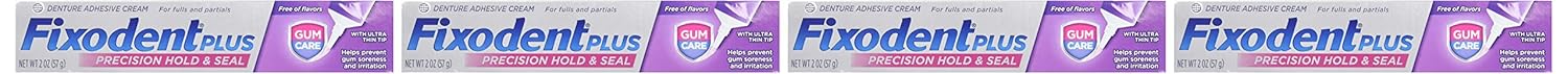 Fixodent Plus Denture Adhesive Cream 2 oz (Pack of 4) : Tooth Seal : Beauty