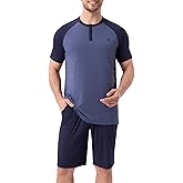 DAVID ARCHY Men's Pajamas Set Summer Cooling Loungewear Ultra-Soft Pjs Ligtweight Short Sleeves Shirts and Shorts Sleep Sets