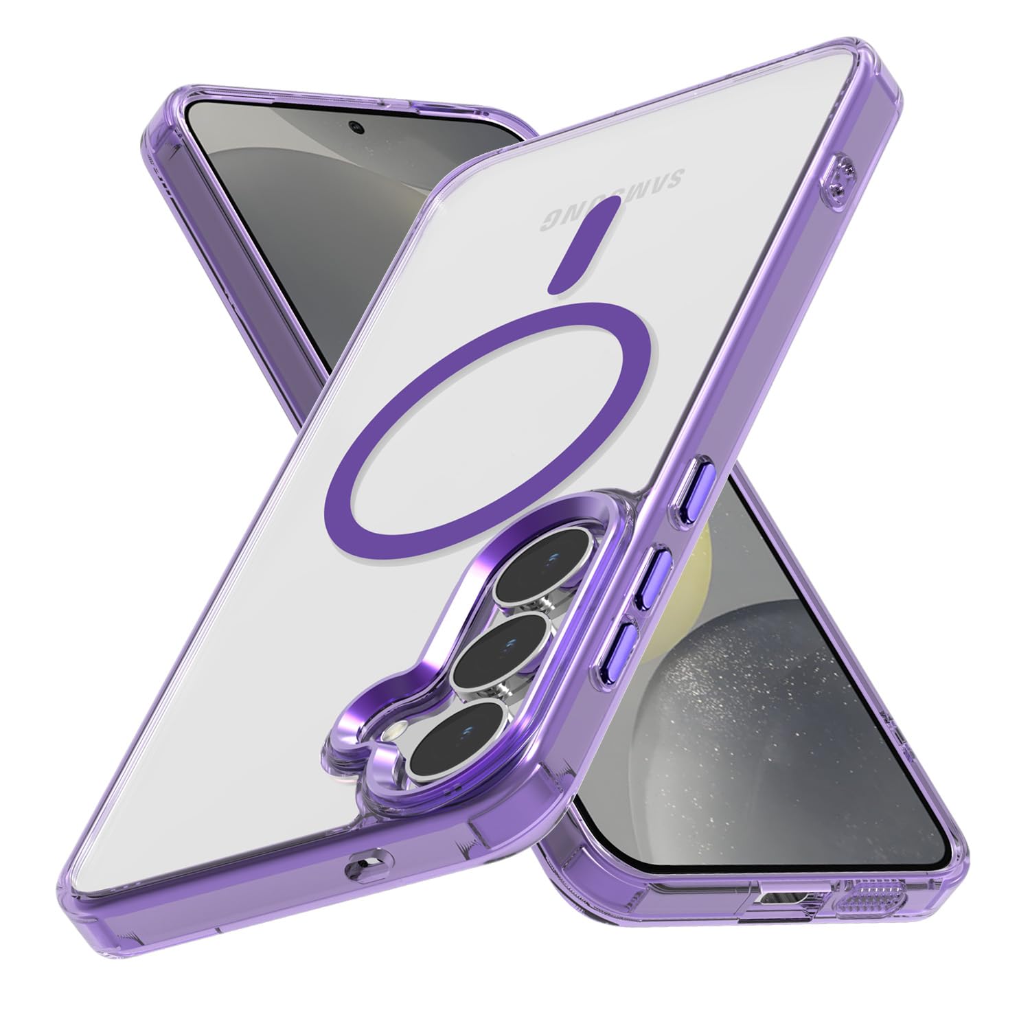 Lunivop for Samsung Galaxy S25 FE Case Hard [Compatible with Magsafe Wireless Charging] Yellowing Resistant Magnetic Cover Clear para S25 FE 6.7 '' 5G 2025 Rugged Best Phone Cases Purple