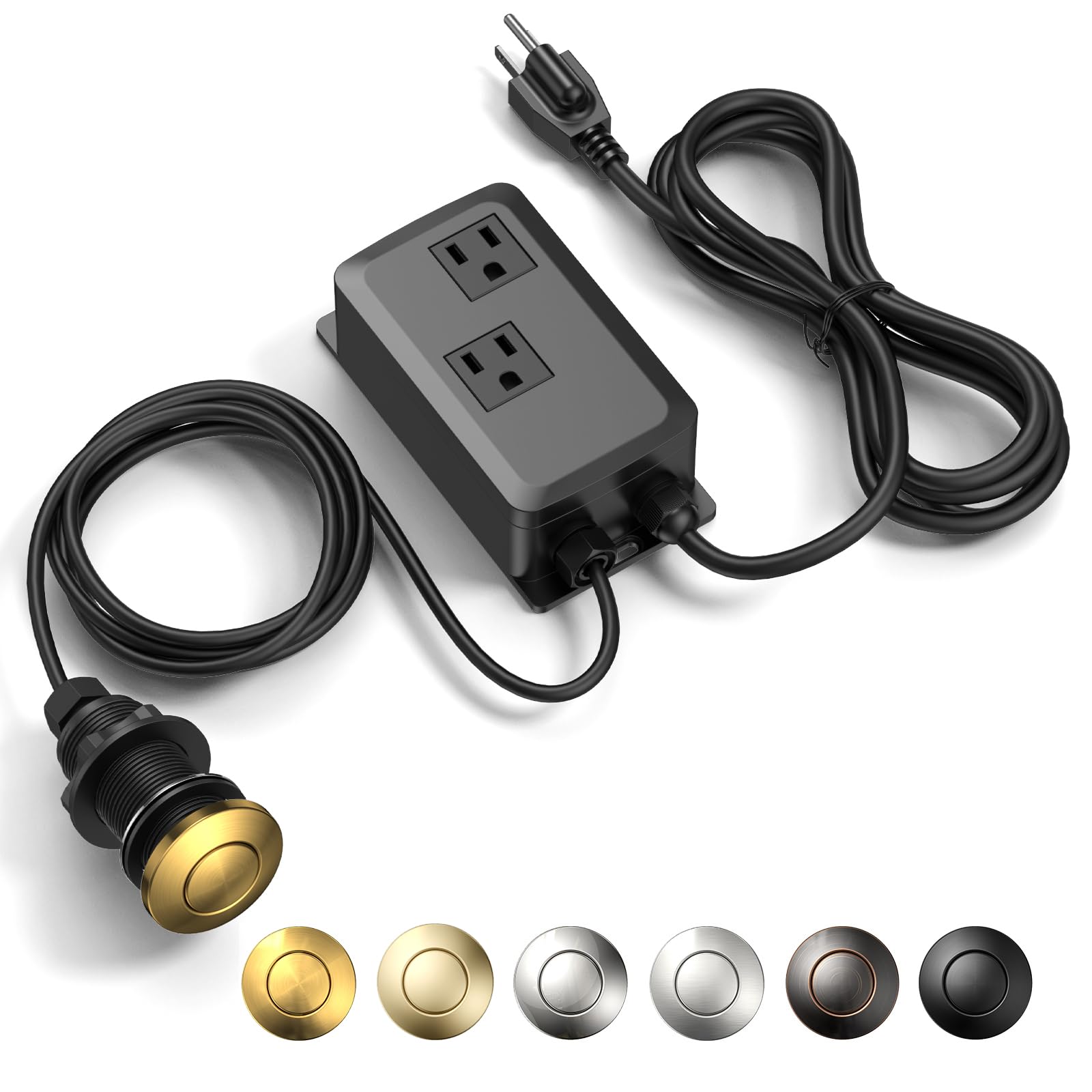 Photo 1 of ANWOLL Garbage Disposal Air Switch Kit -Professional- Dual Outlet, Sink Top Waste Disposer On/Off, Garbage Disposal Button, Brass Made Cover, UL Listed