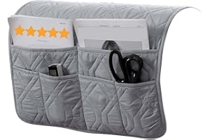 Couch Armrest Covers for Sofa with 2 Big and 4 Small Side Pockets Recliner Arm Protector Washable Living Room Armchair Caddy 