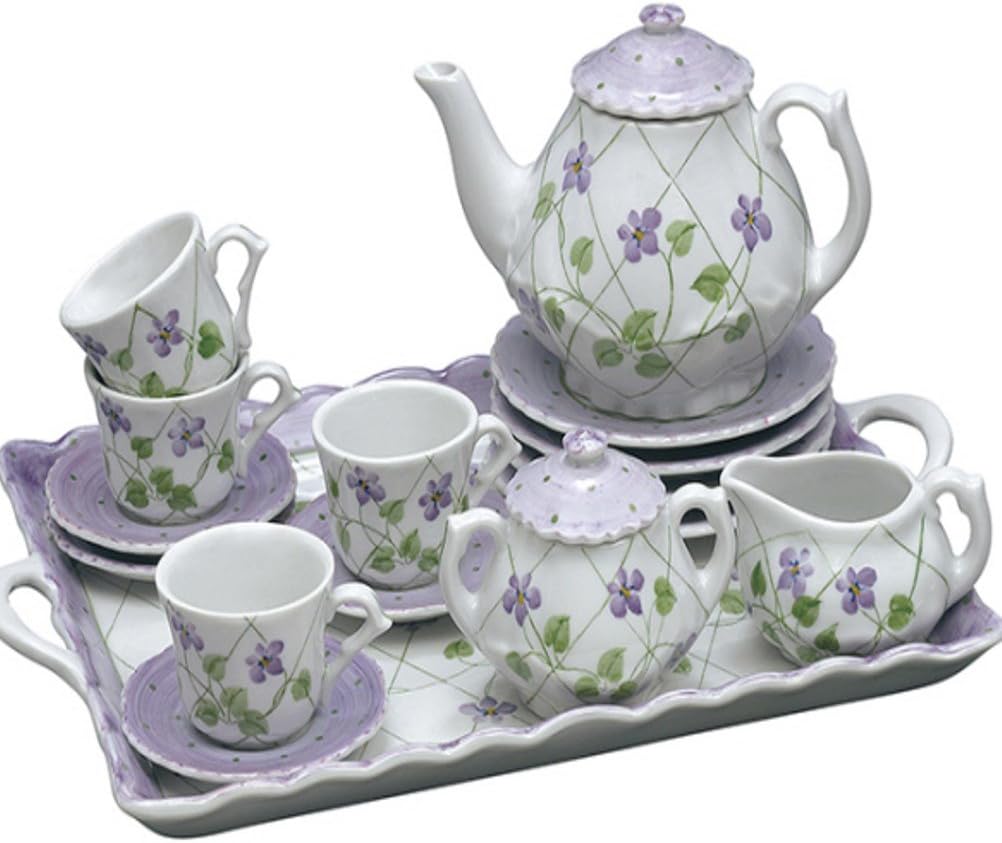 Childrens Tea Party Set for 4, Violets and Polka Dots, Tea Sets