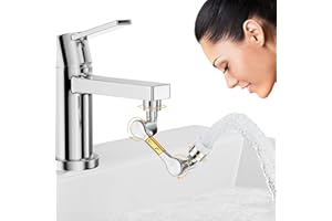 DN DENNOV Faucet Extender Aerator Attachment, Sink Faucet Universal 1440 Rotation Sprayer Attachment, Kitchen Bathroom Faucet Extension (Silver)