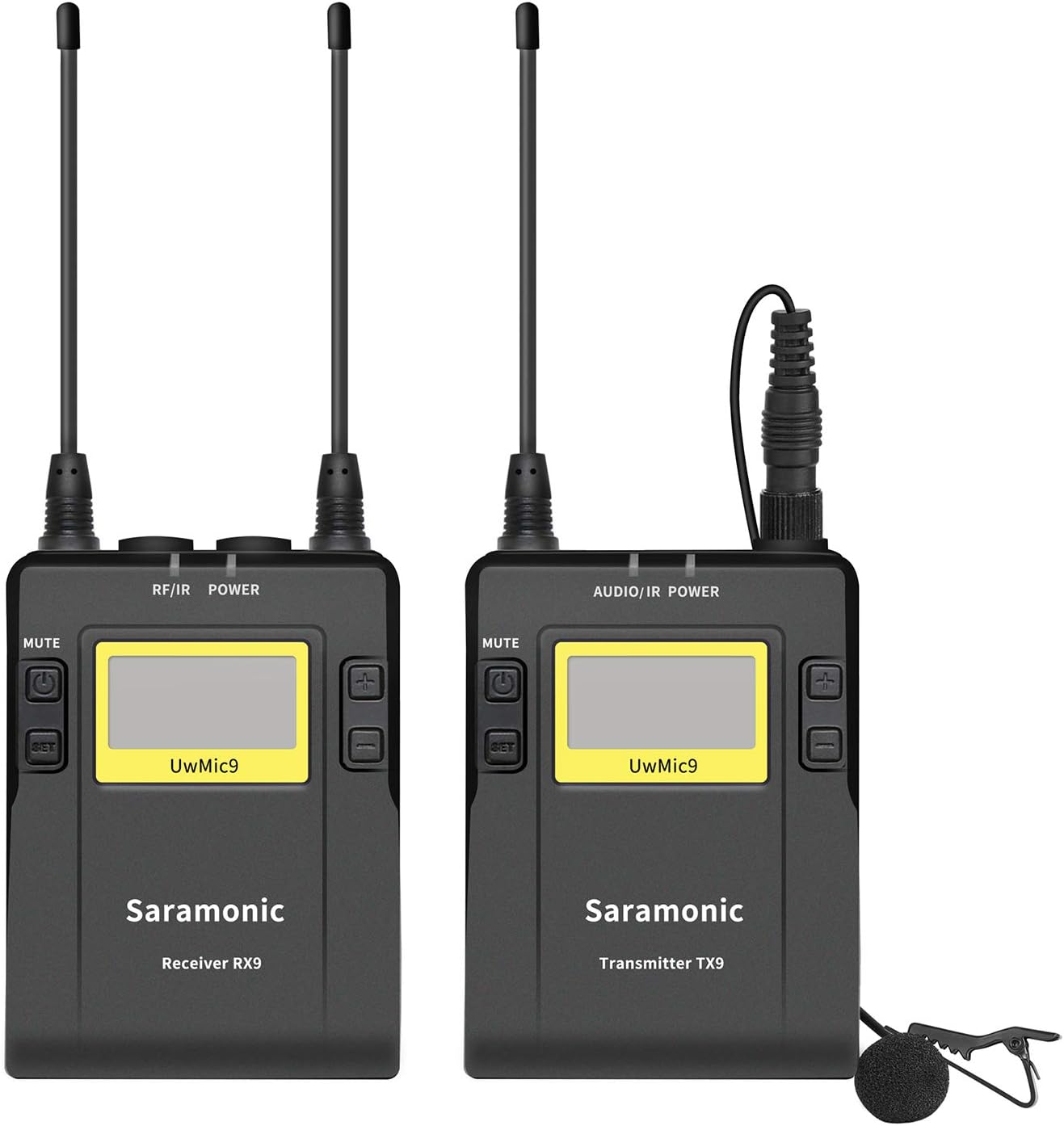 UHF Wireless Lavalier Microphone DSLR, Saramonic UwMic9 96-Channel 2-Channel Microphone System for Canon Nikon DSLR & Camcorder News Gathering Vlog YouTube Video Interview