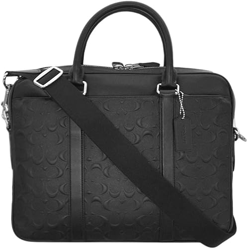 Amazon アウトレット コーチ バッグ F Blk Coach メンズ 2way ブリーフケース ペリー コンパクト ブリーフ シグネチャー クロスグレインレザー ブラック ビジネスバッグ