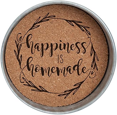Occasionally Made O-HSW-CS-HAP 4" Happiness is Homemade Mason Jar Lid Coaster Stack 4 Piece Set