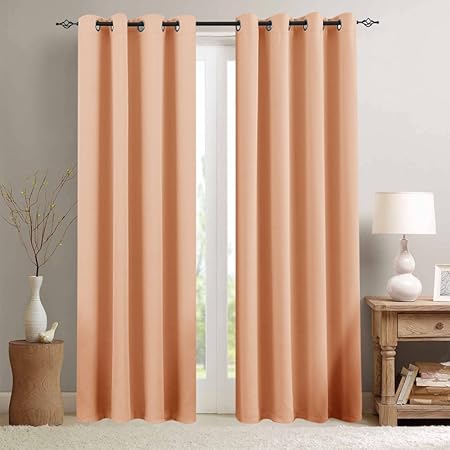 Topick Light Blocking Orange Blackout Curtains Room Darkening