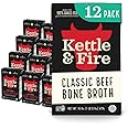 Kettle and Fire Classic Beef Bone Broth, Keto, Paleo, and Whole 30 Approved, Gluten Free, High in Protein and Collagen, 12 Pack