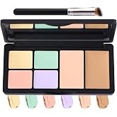 6 Colors Correcting Concealer Contour Makeup Palette,Cream Concealer Contour Palette for Dark Circles Blemish Redness,Highlighting Long Lasting Contouring Liquid Foundation Makeup with Brush（01）