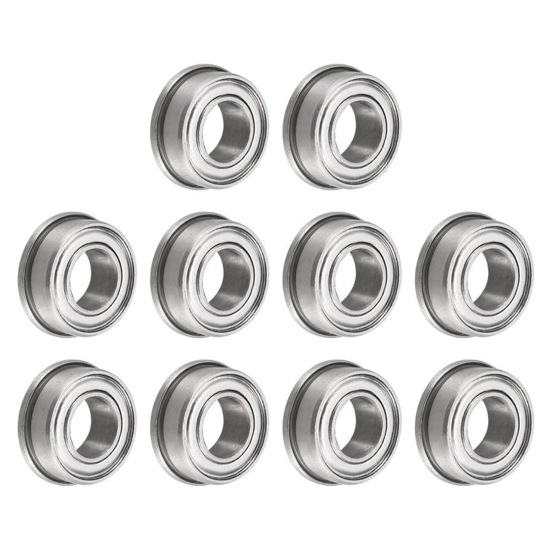 sourcing map FR188ZZ Flanged Ball 1/4" x 1/2" x 3/16" Double Metal Shielded (GCr15) Chrome Steel Flange Rip Bearings 10pcs