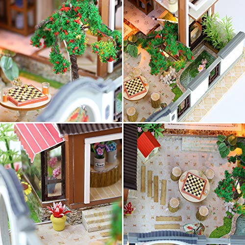 image for Kisoy Miniature DIY Dollhouse Kit with Furniture Accessories Creative 