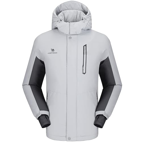 CAMEL CROWN Men's Mountain Snow Waterproof Ski Jacket Detachable Hood Windproof Fleece Parka Rain Jacket Winter Coat Black L In | Whizz Mens Plus Size Fashion