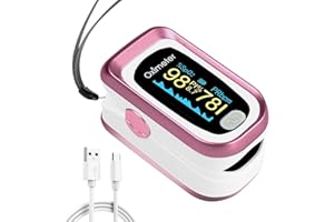 AOSENWELL pulse oximeter rechargeable finger heart rate monitor Accurate measurement of SpO2 and heart rate with OLED screen-pink oximeter