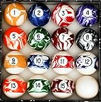 Pool Table Billiard Ball Set, Marble/Swirl Style