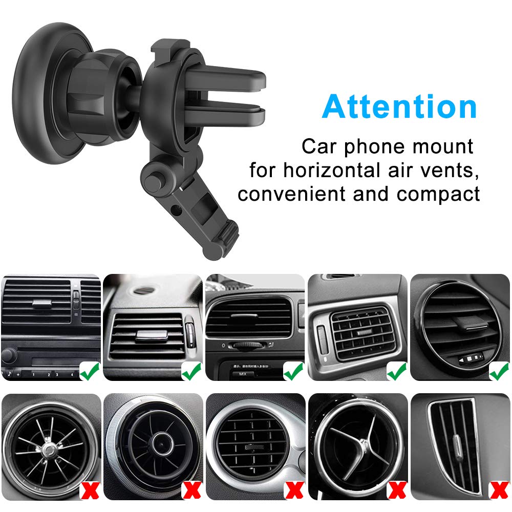 Car Phone Mount, Jabuer Universal Air Vent Magnetic Car Mount Phone Holder for iPhone Xs Max XR XS X 8 7 Plus 6S 6 SE, Galaxy S9 S8 S7 Edge, Note 9 8 5, LG G6 and Mini Tablet