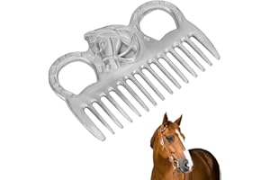 Metal Horse Comb, Mane Comb for Horses Silver, 4inch Portable Horse Mane and Tail Comb Horse Grooming Comb Livestock Comb for