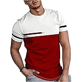 RoseSeek Men's Striped Color Block Tee Tops Crewneck Short Sleeve Summer T Shirts