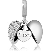 KunBead Sister I Love You Heart Birthstone Dangle Charms for Bracelets Necklace Birthday Gift for Women