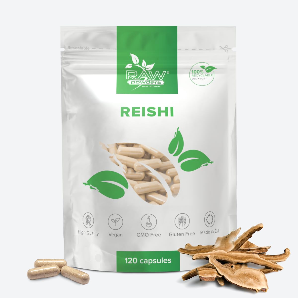 Reishi Mushroom Extract – 2100 mg per Serving – 120 High Strength Vegan Capsules – Ganoderma Lucidum Reishi Mushroom Capsules for Wellbeing, Energy & Immune Support – Raw Powders