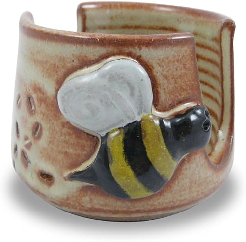 American Made Pottery Kitchen Sponge Holder, Busy Bee Motif